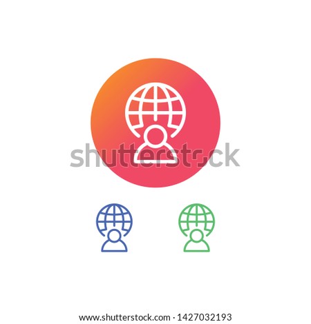 Global Services Vector Illustration, outline sign with colorful gradient