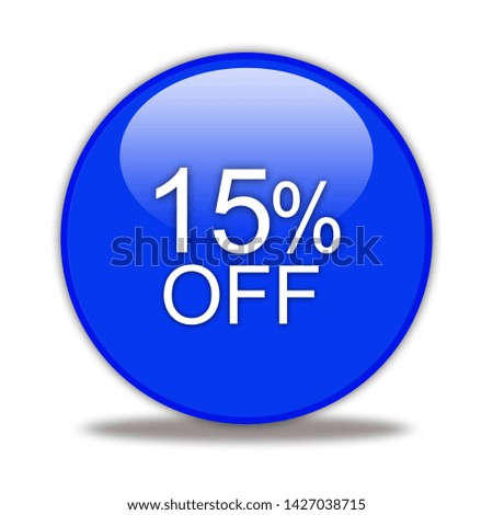 15 percent button isolated, 3d illustration