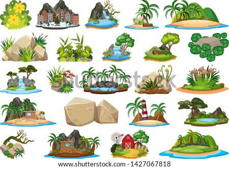 Set of nature island illustration
