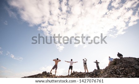 Me and a group of my pals chilling atop the mountain at the extension of Garibaldi, Panorama Ridge Royalty-Free Stock Photo #1427076761