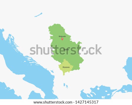 High Detailed Map of Kosovo and Serbia. Vector illustration eps10.