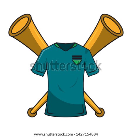 Soccer sport game tshirt and horns isolated vector illustration graphic design