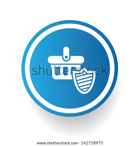 Shopping security symbol on blue button