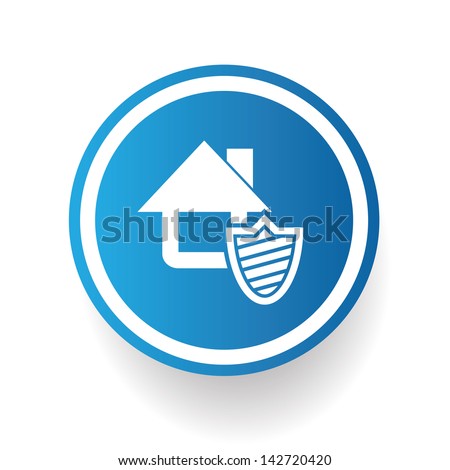 House security symbol on blue button