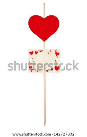 greeting card with hearts isolated on white
