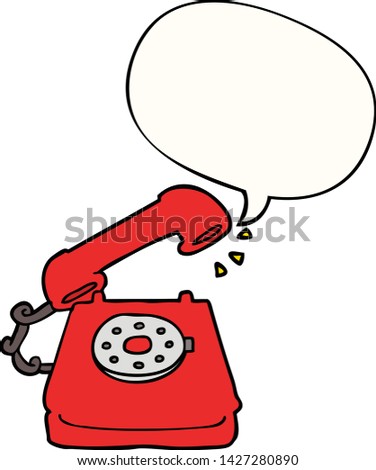 cartoon old telephone with speech bubble