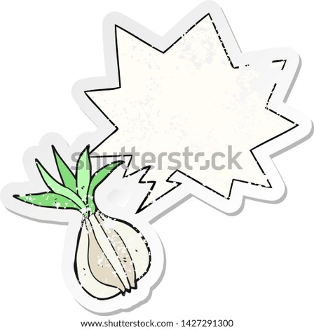 cartoon onion with speech bubble distressed distressed old sticker