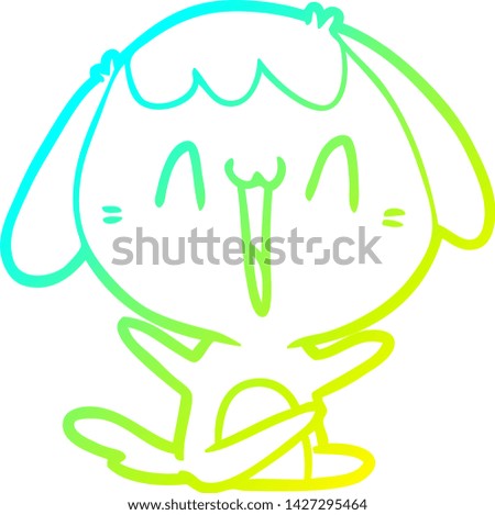 cold gradient line drawing of a cute cartoon dog