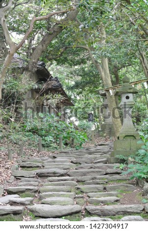 The path of the shrine of Ojima , Fukui , Japan 
