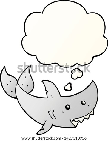 cartoon shark with thought bubble in smooth gradient style