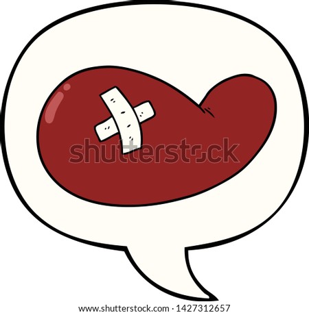 cartoon injured gall bladder with speech bubble
