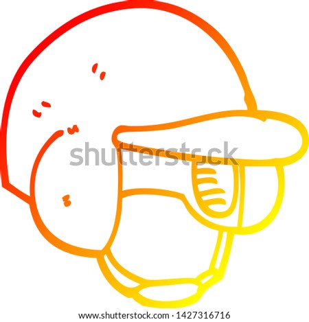 warm gradient line drawing of a cartoon baseball helmet