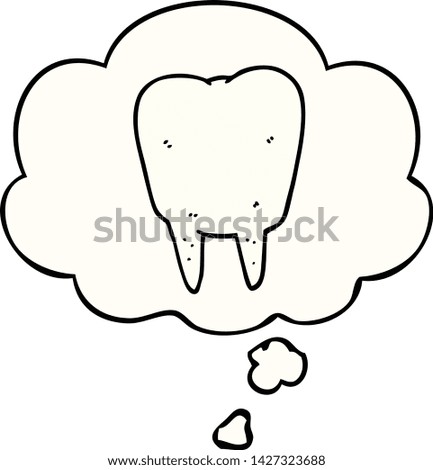 cartoon tooth with thought bubble