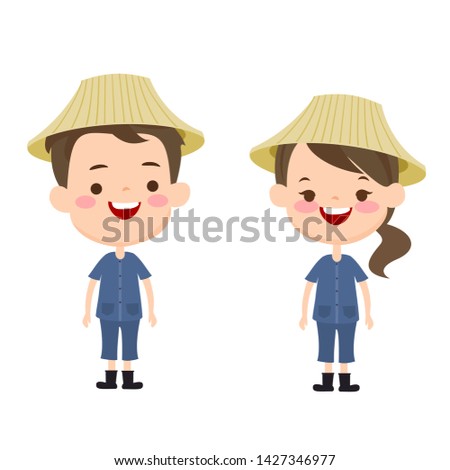 Cute Thai farmer cartoon character