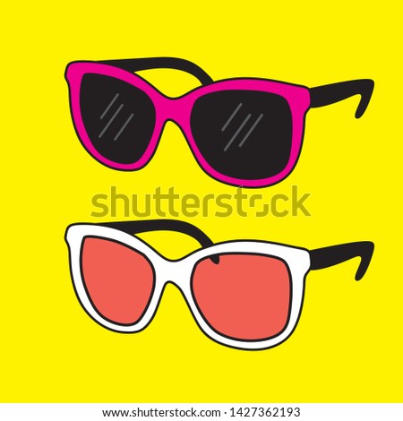 Trendy sunglasses drawing illustration. Hand drawn vector illustration for t-shirt or sweatshirt print