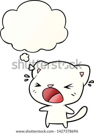 cartoon cat crying with thought bubble in smooth gradient style