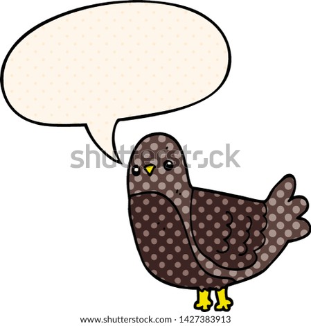 cartoon bird with speech bubble in comic book style