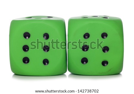 Two green dice studio cutout