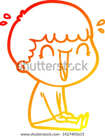 warm gradient line drawing of a laughing cartoon man