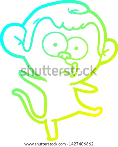cold gradient line drawing of a cartoon surprised monkey