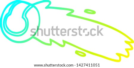cold gradient line drawing of a cartoon flying tennis ball