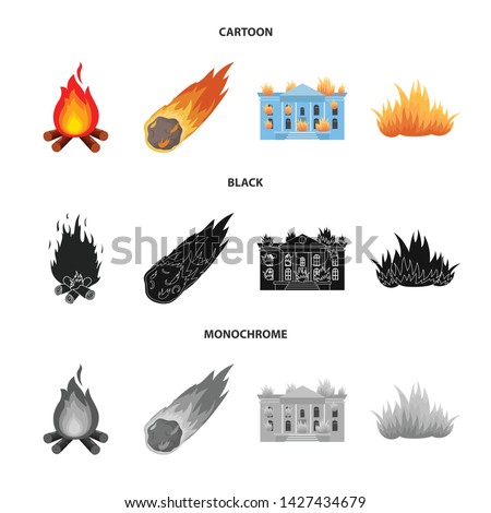Vector illustration of fire and flame icon. Collection of fire and fireball stock vector illustration.