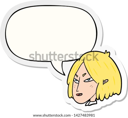 cartoon woman with speech bubble sticker