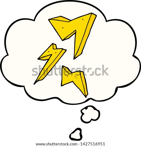 cartoon lightning bolt with thought bubble
