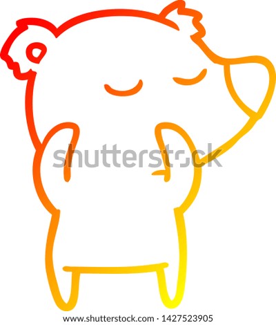 warm gradient line drawing of a happy cartoon polar bear
