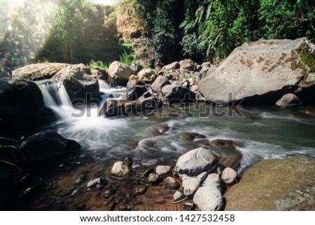 Slow Shutter Speed Image of the Little Rocky River in Dieng Mountains National Park