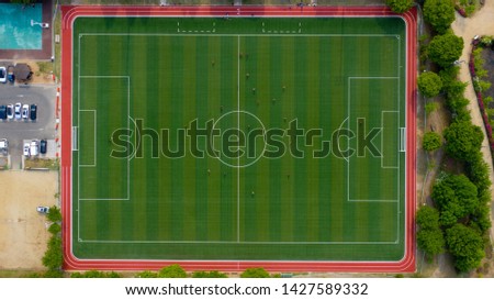 a football field looking down from the sky