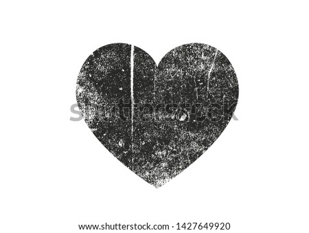 Isolated distress grunge heart with scrathed rusty metal texture. Element for greeting card, Valentine s Day, wedding. Creative concept. Vector illustration