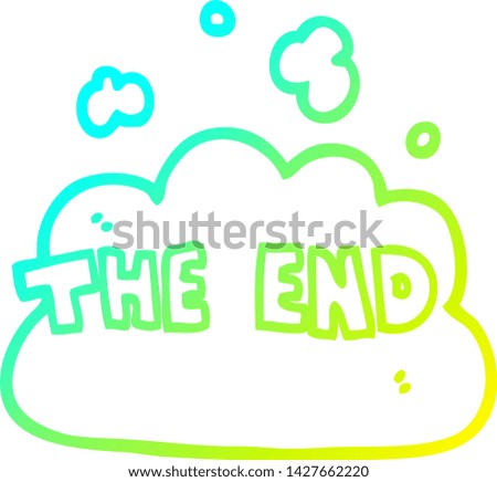 cold gradient line drawing of a cartoon the end font