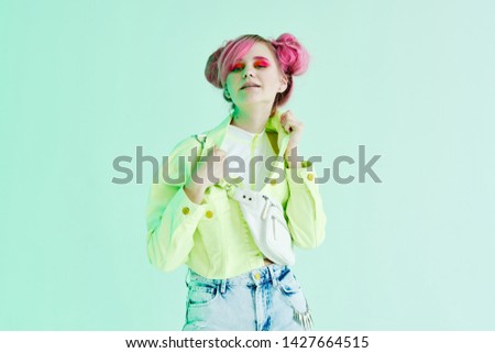 woman with pink hair neon hairstyle