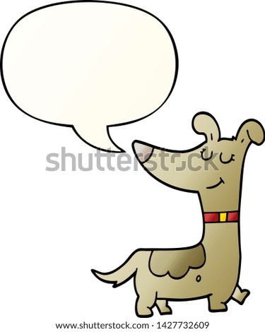 cartoon dog with speech bubble in smooth gradient style