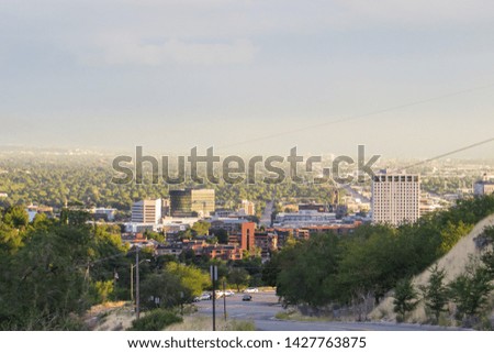 Salt Lake City skyline in the evening