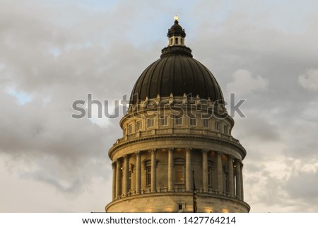 Utah State Capitol in Salt Lake City in the evening. Salt Lake City is the capital and the most populous city in Utah