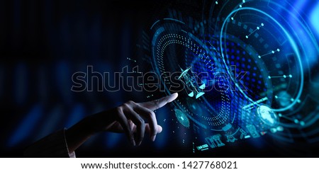 Legal advice technology service concept with business hand working with modern Ui computer. Royalty-Free Stock Photo #1427768021