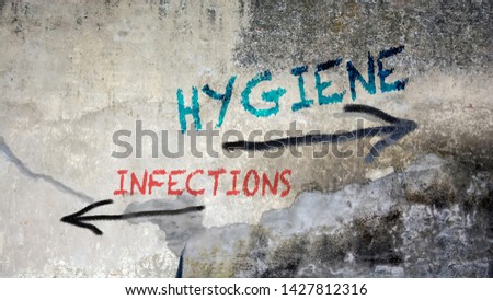 Wall Graffiti the Direction Way to Hygiene versus Infections