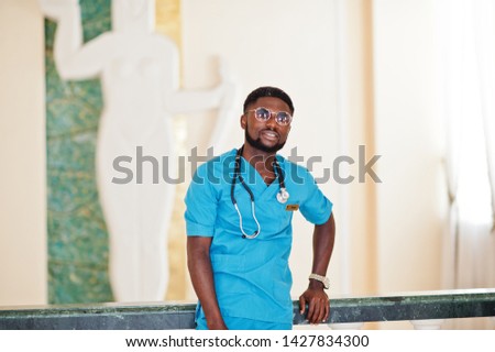 Professional african male doctor at the hospital. Medical healthcare business and doctor service of Africa.