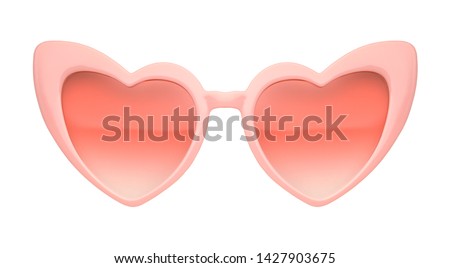 Pink Heart Sunglasses Front View Cut Out on White. Royalty-Free Stock Photo #1427903675