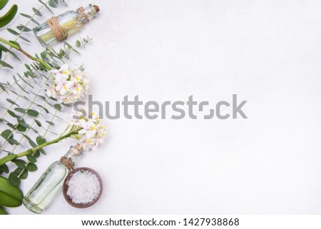 Green spa setting or wellness background with space for text


