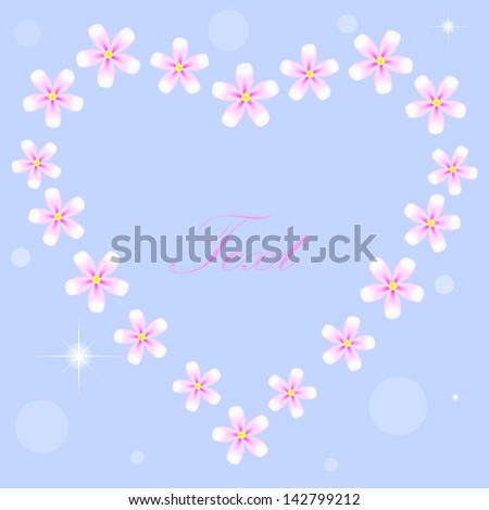 Vector wish card with pink flowers 