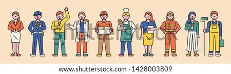 characters of various professions. flat design style minimal vector illustration