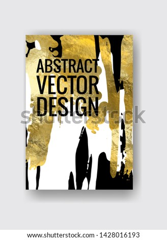 Vector Black, white and Gold Design Template for Brochures, Flyers, Mobile Technologies, Applications, Online Services, Typographic Emblems, Logo, Banners. Golden Abstract Modern Background
