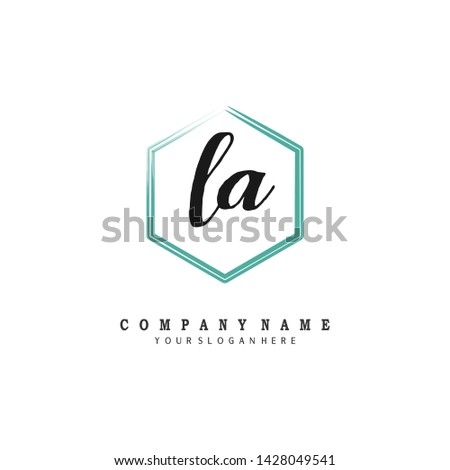 initials letter LA handwriting logo vector template