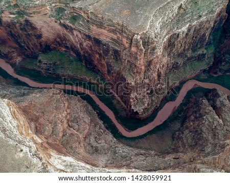 Aerial view of Arizona's Little Colorado River Gorge Royalty-Free Stock Photo #1428059921