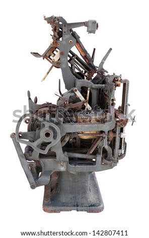 Old printing press. Clipping path included 