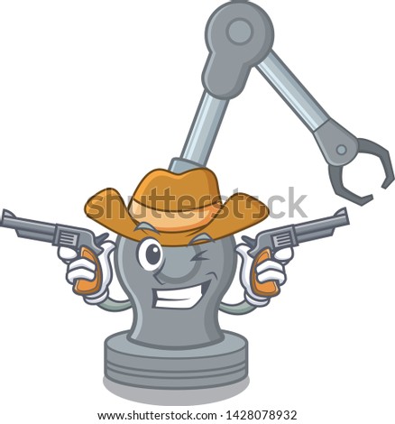 Cowboy robotic arm machine isolated on character