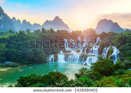 The beautiful and magnificent Detian Falls in Guangxi, China

 Royalty-Free Stock Photo #1428080402